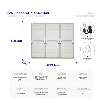 Lampada di coltivazione a LED a spettro completo da 600W con funzione dimmerabile per una crescita ottimale delle piante
