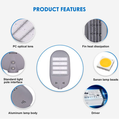 Alta luminosità Alta efficienza luminosa LED Luci stradali IP65 Colore in alluminio