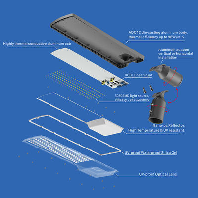 Luce stradale a LED impermeabile IP66 ad alta luminosità con temperatura colore regolabile 3000K-6500K per autostrade e parcheggi