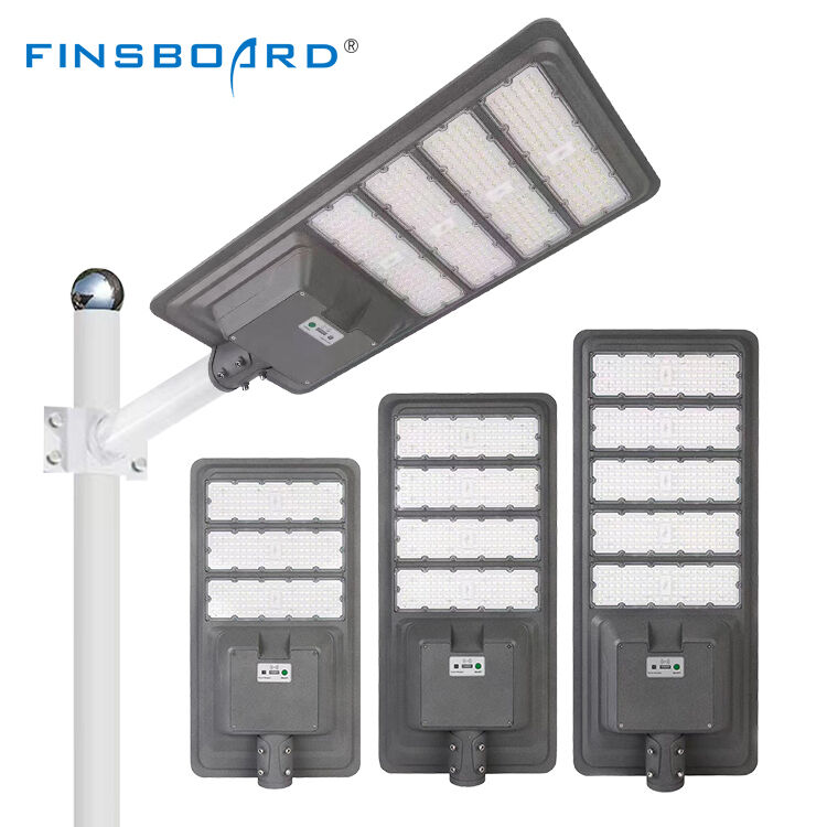 Illuminazione per esterni IP65 Impermeabile Alluminio Sensore di movimento Lampada solare 300w 400w 500w Integrata Tutto in uno Lampione solare