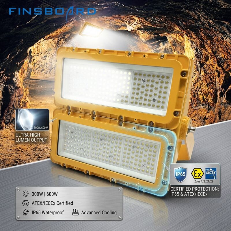 300W di prova di esplosione LED luce di alluvione IECEx portabile montatura treppiede temporanea 36000lm IP67 Lega di alluminio senza rame