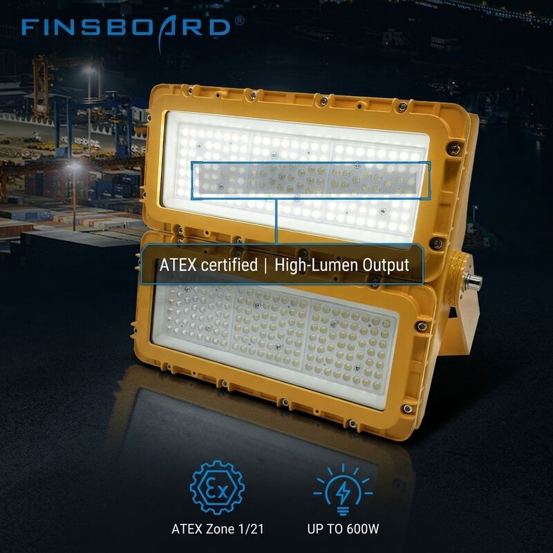 300W Explosion Proof LED Flood Light ATEX Zone 39000lm IP66 Die-Cast Aluminum Lighting
