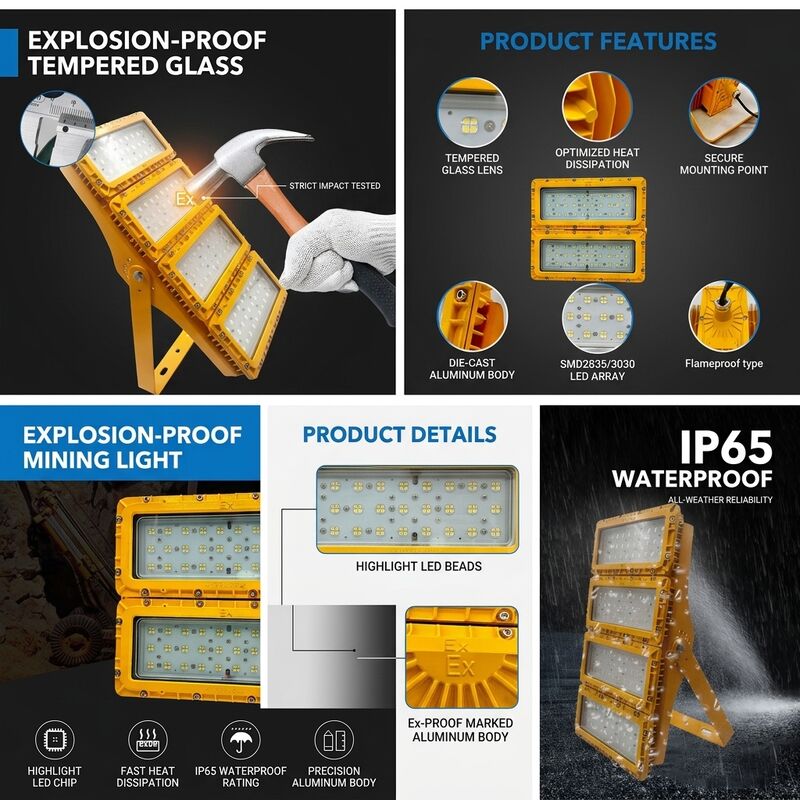 6KV Surge AC100-277V 300W LED Explosion Proof Flood Light LUMILEDS LM-80 ATEX IIb T6 IP65 Hazardous Area Lighting
