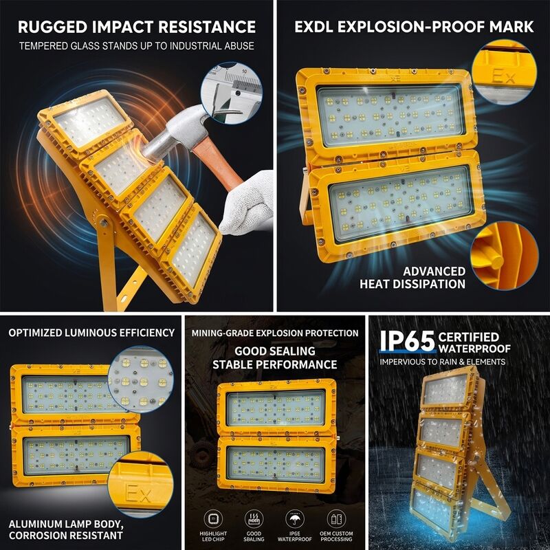 Faretto LED antideflagrante IP65 da 600W -40C/60C LUMILEDS LM-80 ATEX IIb T6 WF2 Apparecchio per aree pericolose