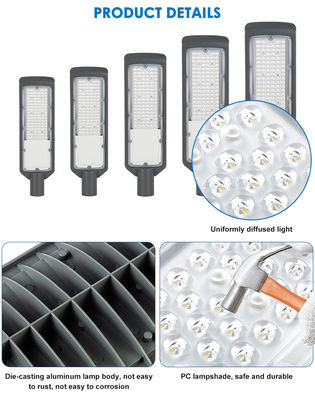 3000-6500K IP65 impermeabile 50 - 200w LED Street Light Fusione a stampa in alluminio