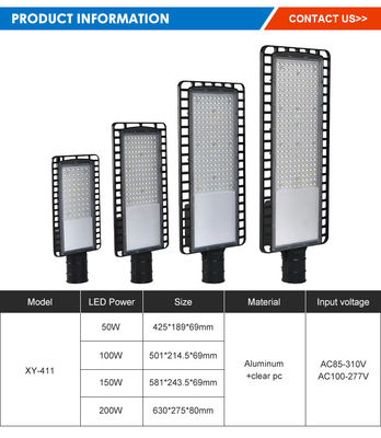 Efficienza energetica Lampada stradale per autostrade esterna 50W/100W/150W/200W Aluminio+ PC