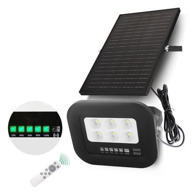 Lampada solare a LED da 50 Watt IP65, pannello solare in silicio monocristallino nero